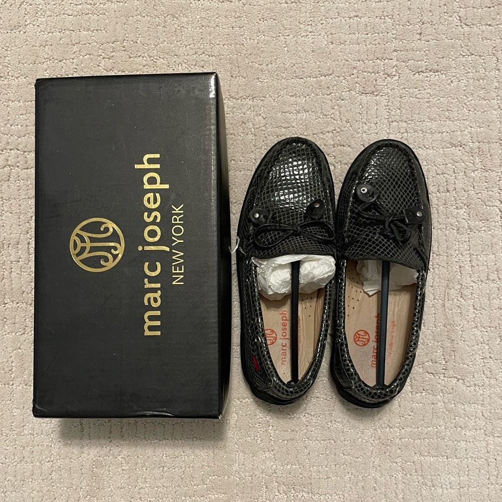 Marc Joseph New York Cypress Hill Kids unisex Leather Loafer in Black Snake sz 1 - Picture 11 of 13